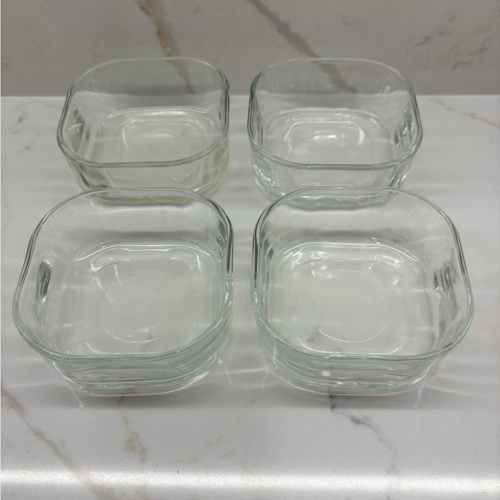 Set 4 Square Nesting Bowls Duralex France Clear Glass